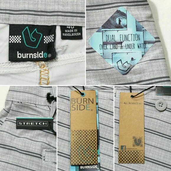 BURNSIDE Striped Walkshort Boardshort 2489E1M - Picture 7 of 8